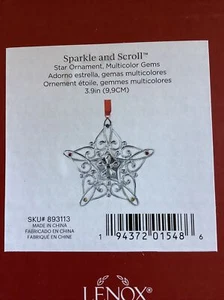 Lenox Sparkle and Scroll Star Ornament Multicolor Gems New in box - Picture 1 of 3