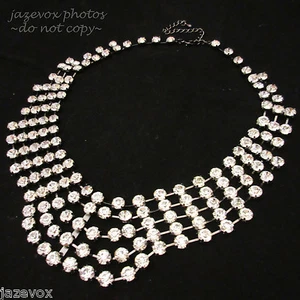 New Cluster Rhinestones Choker Necklace Evening Party Elegant Prom Bridal Glam - Picture 1 of 12