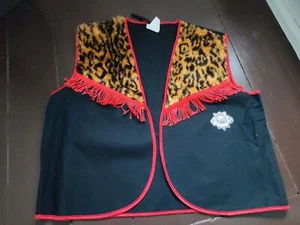 Karneval Cowboy Weste Gr. 54, Leopardenmuster, Schwarz / Rot - Bild 1 von 2