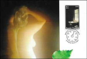 Erotic Romantic Sauna Naked Woman Wash Up Finland Mint Maxi Card FDC 2009 - Picture 1 of 1