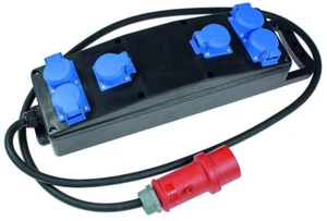 6-fach Caoutchouc Solide Bâtiment Courant Bloc Multiprises S2 400V/16A IP44 - Picture 1 of 4