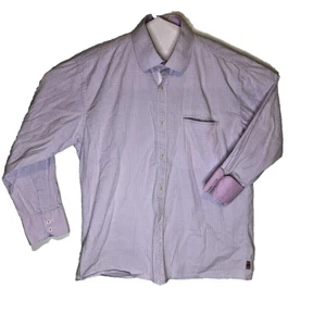 English Laundry Shirt Mens 16.5 34/35 Lavender Checkered Flip Cuff NICE - Picture 1 of 6