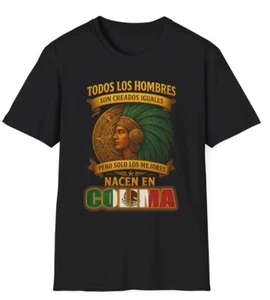 Solo los Mejores Nacen en Colima Mexico Mexican T Shirt with Aztec Warrior - Picture 1 of 10