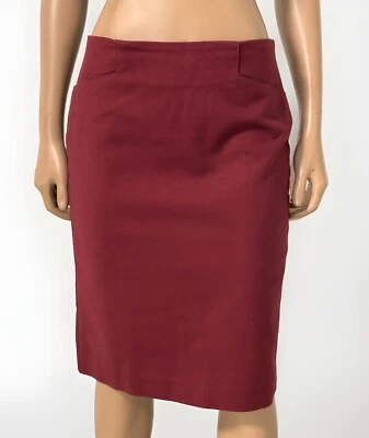 Falda Lápiz Van Heusen Studio Talla 4 Granate Rojo Forrada Hasta la Rodilla Espalda Cremallera Abertura Foto 1 de 4