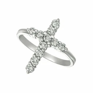 0,50 Karat natürlicher Diamant Kreuz Ring G-H SI 14K Weißgold - Bild 1 von 1
