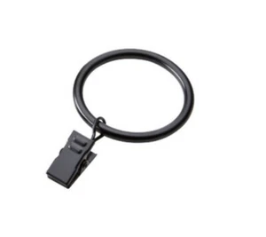 Nuevo 10 X Barra Cortina Anillos Negro Con Pinza Clip Diámetro Interno 40mm - - Imagen 1 de 1