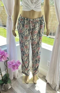 CYNTHIA ROWLEY Pajama Lounge Pants Drawstring Floral Tropical Medium Sleepwear - Picture 1 of 8