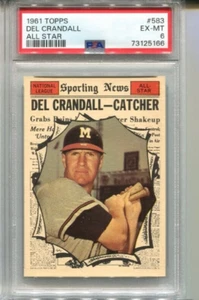 1961 Topps #583 Del Crandall All Star EX-MT PSA 6 Milwaukee Braves High# - Imagen 1 de 2