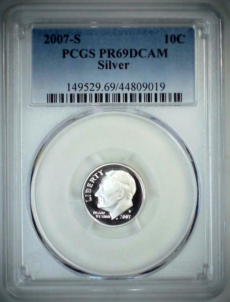 2007-S 10C Roosevelt Dime  PCGS PR69DCAM 90% Silver 23ato0219 - Image 1 of 4