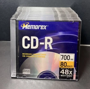 15 New Memorex CD-R Recordable Compact Discs 700 MB 80 Min 48x w/Jewel Cases - Picture 1 of 5