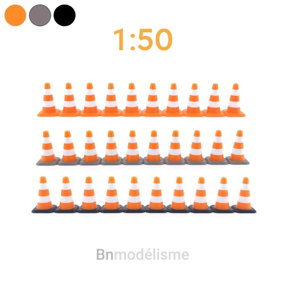 Lot 10 Cônes 1/50 Décor Diorama Chantier Route Camion Signalisation Travaux - Imagen 1 de 1