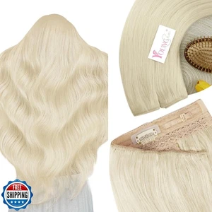 YoungSee 120G Wire Hair Extensions Human Hair Blonde Wire Human Hair Extensio - Picture 1 of 5