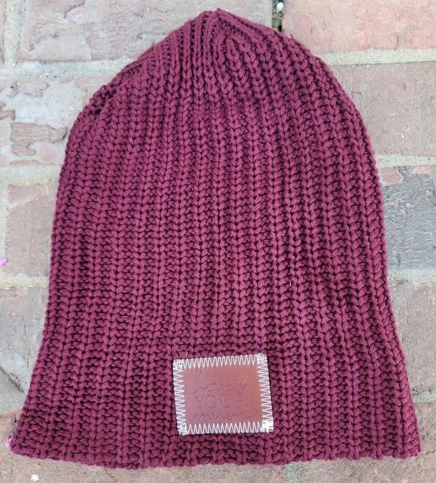 Love Your Melón Borgoña Gorro Tejido Sombrero Slouch Para Mujer De Gran Tamaño, ¡NUEVO!! Foto 1 de 4
