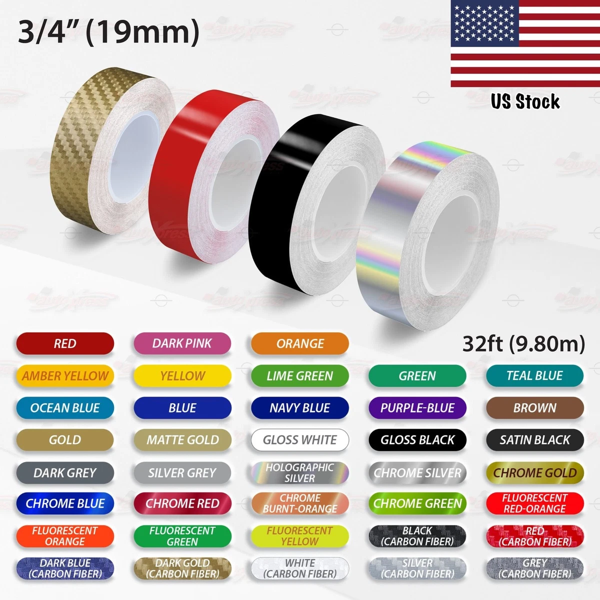 Red Vinyl Pinstriping Tape - 32ft Glossy Decal Stripe For Cars, Motorcycles, Boats, DIY Automotive Decoration, Easy To Apply & Remove