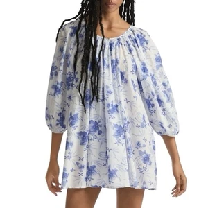LoveShackFancy Este Dress XS Blue Floral Tunic NWT Cottagecore Coastal Boho - Picture 1 of 10