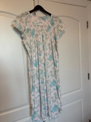 MISS ELAINE LONG NIGHTGOWN-SS-SZ 2X-PINK/BLUE/WHITE-$78-SOFT COTTON BLEND - Image 1 of 4