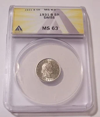 Switzerland 1931 B 5 Rappen MS63 ANACS - Image 1 of 4