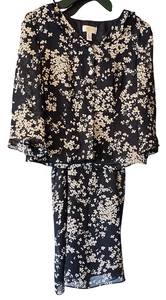 2-teiliges Talbots geblümt schwarz/creme Bluse und Rock Set Gr. 8 - Bild 1 von 6