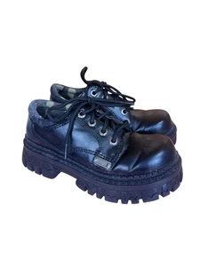 BONGO Ronnie Shoe Oxford Chunky Lug Faux Leather Lace Up Y2K 90s Black 7 - Picture 1 of 13
