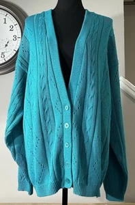 Vintage Sophisticates Pendleton Womens Cardigan Teal Button Front Size L - Picture 1 of 7