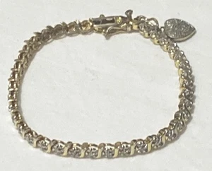 Ross Simons 925 Sterling Silver Tennis Bracelet 7.5" Heart Charm - Picture 1 of 14