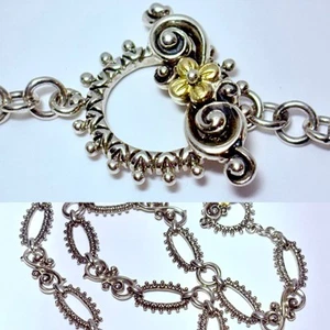 Collar Barbara Bixby Sterling 18K Flor Pergamino 12mm 18" Cadena Palanca 44.8g - Imagen 1 de 10