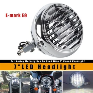 Emark Motorcycle Light Hi/Lo Beam 7" Round LED Headlamp Fit Harley Softail 86-14 - Picture 1 of 11