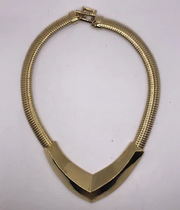 Vtg St John Gold Tone Art Deco Modernist Collar Necklace - Picture 1 of 5