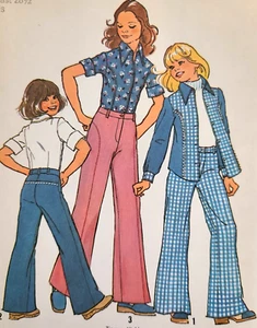 Vtg Uncut Simplicity 6784 Sew Pattern Girls 10 Retro Western Shirt Jeans Jacket - Picture 1 of 4