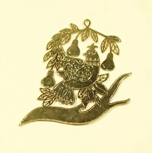 Brass Gold Plated Etched Partridge in a Pear Tree Christmas Ornaments GIFTS - Picture 1 of 6