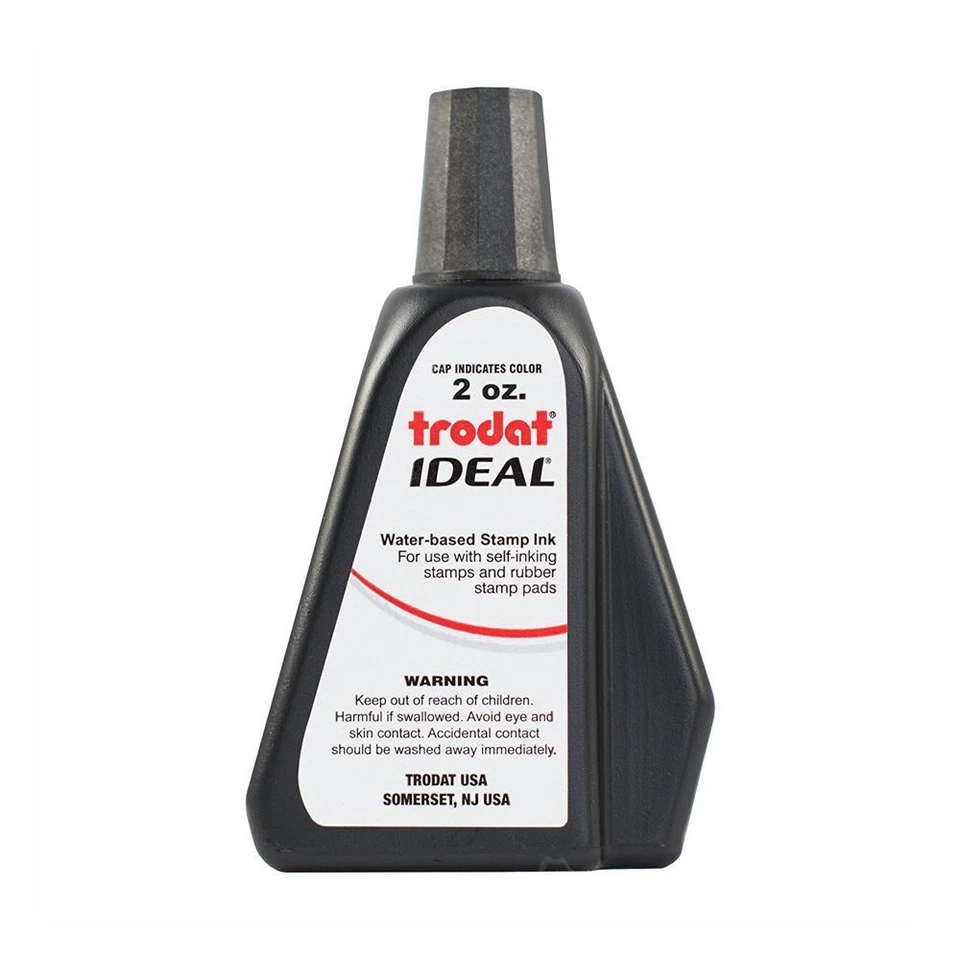 Black Self-inking Stamp Ink, Trodat 2 Oz Drip Spout Bottle