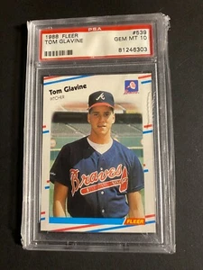 1988 FLEER #539 TOM GLAVINE PSA 10 GEM MINT ROOKIE RC HOF Atlanta BRAVES METS - Picture 1 of 2