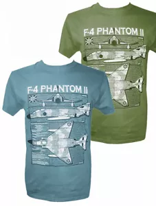 McDonnell Douglas F 4 Phantom II RAF USAF Aircraft Blueprint Design T Shirt - Picture 1 of 5