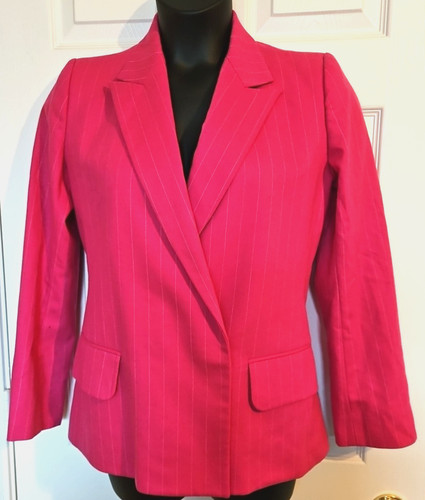 SAINT LAURENT (YSL) Blazer vintage Yves Saint Laurent Rive Gauche EU 40 US 10 rosa caldo lana gessata