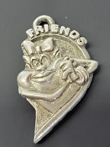 Vintage 1985  Pewter Mrs Tasmanian Devil Half Heart Pendant ( Starline) 8.6 gram - Picture 1 of 7