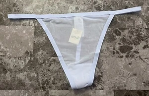 NWT AERIE AMERICAN EAGLE BLUE SHEER MESH HIGH CUT V STRING THONG PANTIES - Picture 1 of 4
