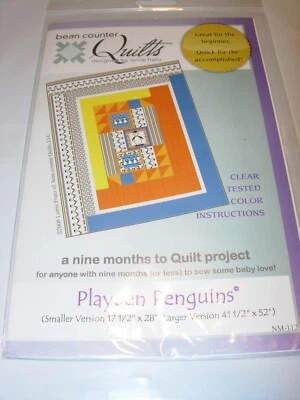 BEAN COUNTER PLAYPEN PENGUINS  quilt quilting SEWING PATTERN 17X28 41X52 LEARN - Image 1 of 3