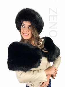 Mantón de piel de zorro 47" (120 cm) + colas/pulseras/cinta para la cabeza saga envoltura de pieles - Imagen 1 de 9