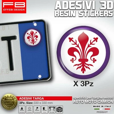 ADESIVI bollino Targa Firenze Giglio Calcio Fiorentina Viola Provincia Auto Moto
