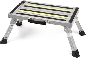 Telescopic Folding Step Stool, Portable Aluminium Platform Steps Extendable Anti - Picture 1 of 9
