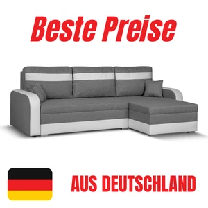 Ecksofa CONDI mit Schlaffunktion Bettkasten L-Form Eckcouch + Hocker Gratis - Zdjęcie 1 z 19