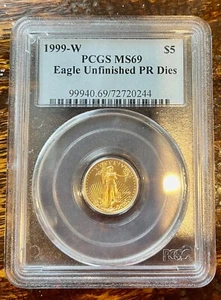 1999-W $5 Gold American Eagle / SOL Unfinished PR Dies PCGS MS69 - Picture 1 of 5