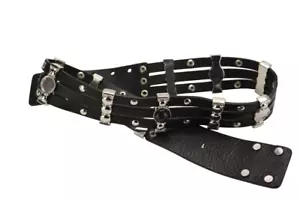 Maje Cintura Donna Piccolo IN Pelle Color Argento Dettagli Bottone Automatico - Foto 1 di 7