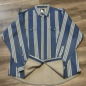 Wrangler Brushpopper Shirt Blue White Striped Pearl Snap Western Men’s Sz XL - Picture 1 of 21
