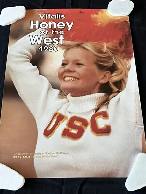 1980 Vtg USC Cheerleader - Vitalis Honey Of The Week Pam Bourette 12x17” Poster - Image 1 of 2