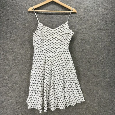 Vestido antiguo azul marino para mujer L grande blanco funda geométrica midi cuello en V sin mangas forrado Foto 1 de 4