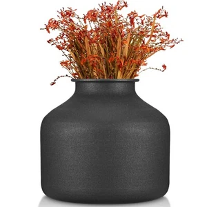 Metal Matte Flower Vase, Black Flower Vase, 6.5 Inch Tall Iron Frosted Flower... - Picture 1 of 7