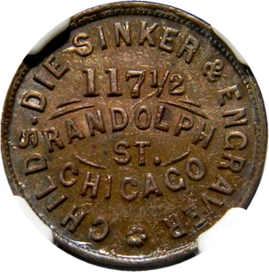 Chicago IL 1861  Childs Die Sinker Civil War Token  NGC MS 64 BN  (24-13) - Picture 1 of 4