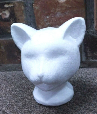 New! Styrofoam Cat Head - Cool Cat Mannequin Head! decorate or leave white NEATO - Image 1 of 4