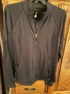 #131 KYODAN JACKET FULL ZIP BLACK SEE THRU BACK N SHOULDERS SIZE LARGE WOMEN - Picture 1 of 10